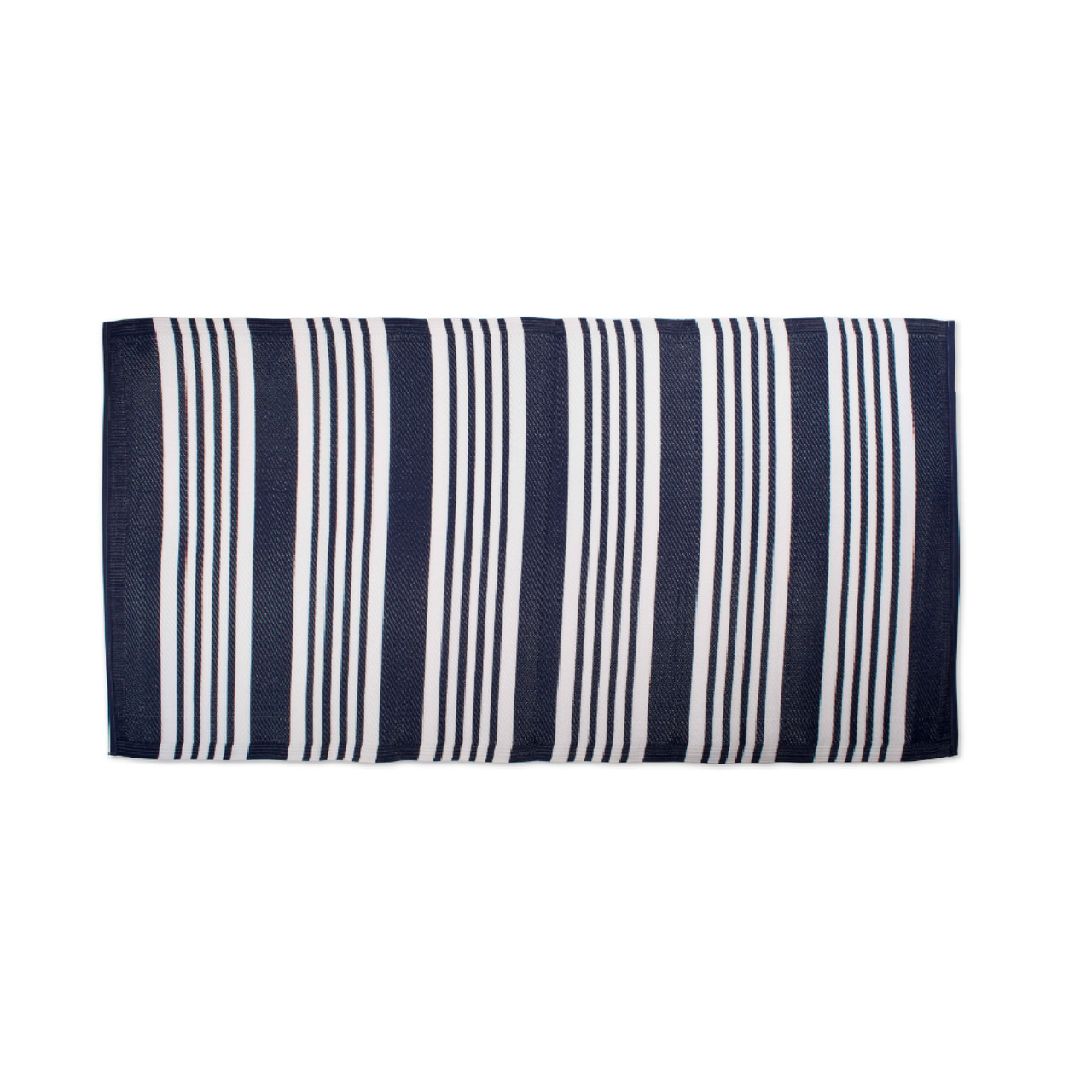 4' x 6' Nautical Blue & White Rectangular Striped Outdoor Rug